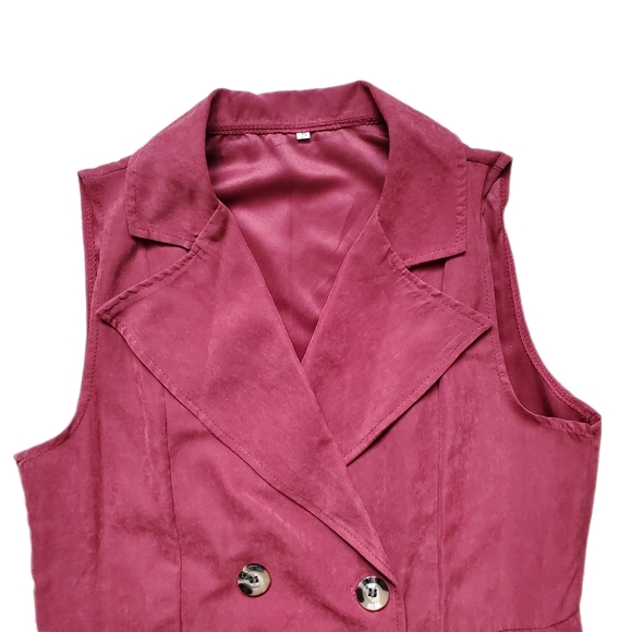 Burgundy Long Sleeveless Vest NWOT Sz S - Picture 5 of 7